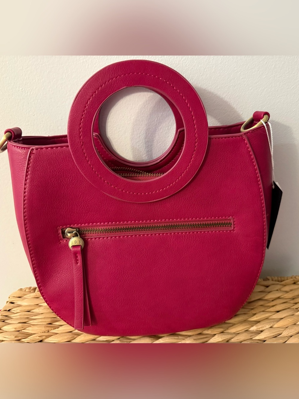 Joy Susan Circle-Handle Shoulder Bag in Fuchsia Pink